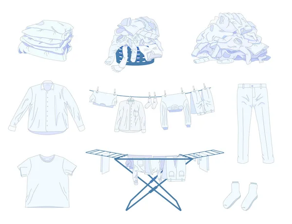 Wasgoed Kleding Samenstellingen Set — Stockvector