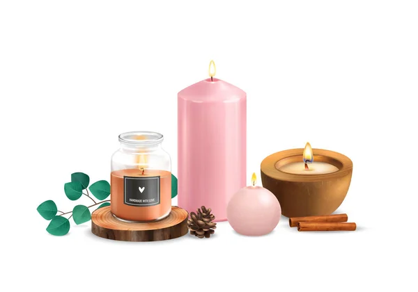 Velas Aroma Realistas — Vetor de Stock