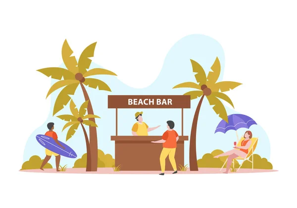 Summer Beach Bar Composition — Stock Vector