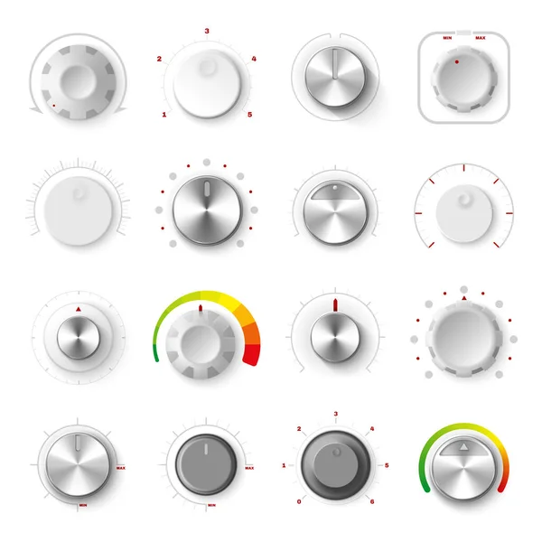 Round Adjustment Dial Realistic Set — Stock Vector