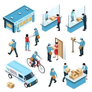 Post Office Isometric Set clipart