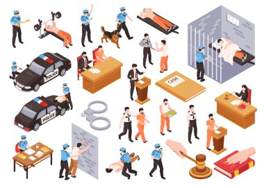 Polis Hukuku Cezaevi Isometric Set