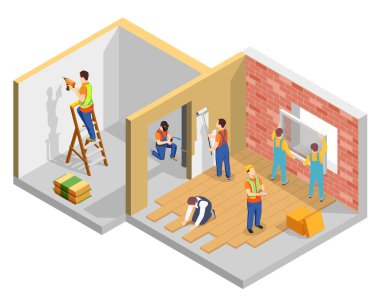 İnşaat işçileri Isometric