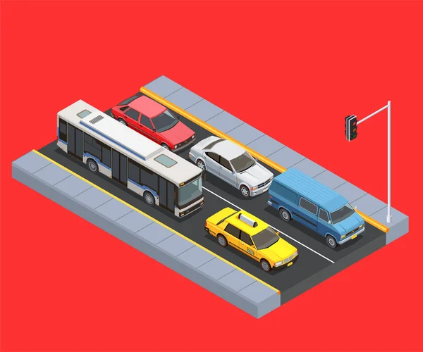 Transporte público urbano Isométrico — Vector de stock