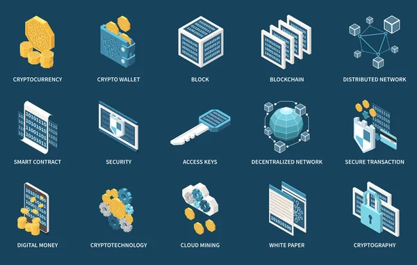 Crypto Technologie Set — Stockvector
