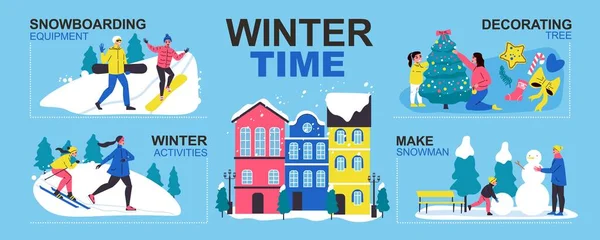 Инфографика зимнего времени — стоковый вектор