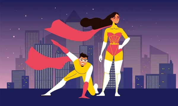Superhelden mit fettem urbanem Hintergrund — Stockvektor