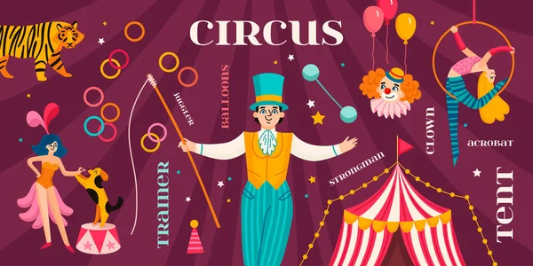 Ensemble d'infographie de cirque — Image vectorielle