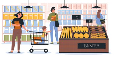 Süpermarket Fırını İnsanlar Kompozisyonu