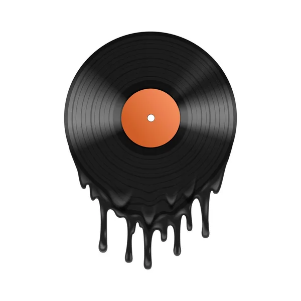 Vinyl Record Melting Realistic Composition — Stock Vector