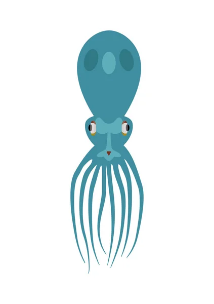 Flat Cuttlefish Illustration — Stock Vector