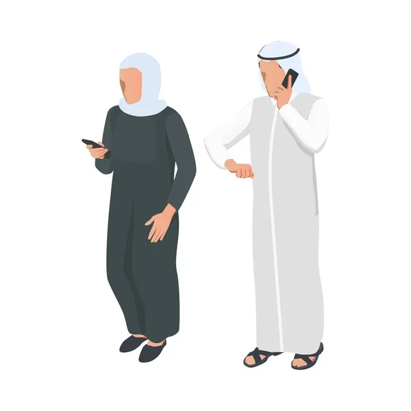 Orang Arab Isometrik - Stok Vektor