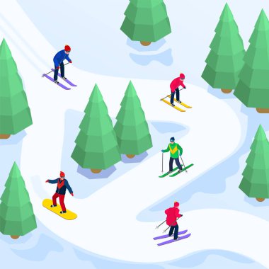 Kış sporları izometrik kompozisyon