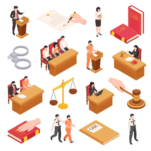 Νόμος και Δικαιοσύνη Ισομετρική Σετ — Διανυσματικό Αρχείο