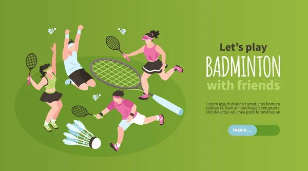 Badminton Arkadaşları Yatay Sancak — Stok Vektör
