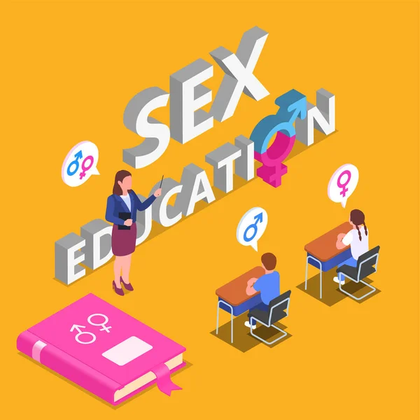 Секс освіти Ізометрична концепція — стоковий вектор