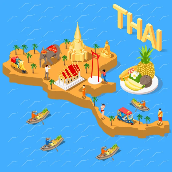 Composição Isométrica da Fronteira Tailandesa —  Vetores de Stock