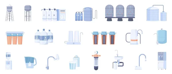 Set di icone per la purificazione dell'acqua — Vettoriale Stock