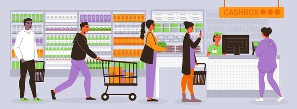 Checkout nella composizione del supermercato — Vettoriale Stock