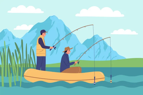 Rybaření ploché barevné pozadí — Stockový vektor
