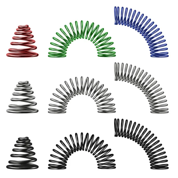 Metal Spring Realistic Color Set — Stock Vector