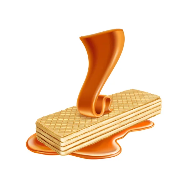 Caramelo en la composición de la oblea — Vector de stock