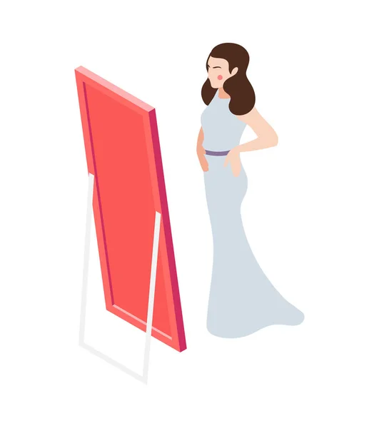 Bride Dress Fitting Composition — Stock Vector