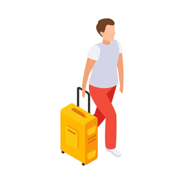 スーツケース観光アイソメトリックコンポジション — ストックベクタ