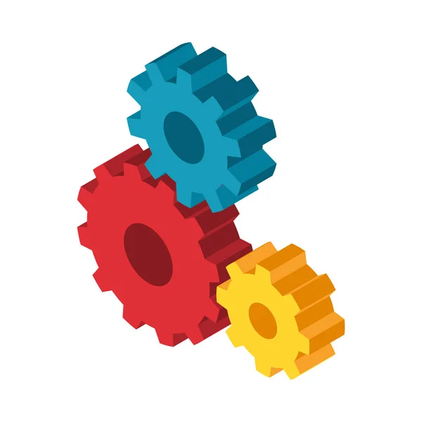 Colorful Gears Isometric Composition — стоковый вектор