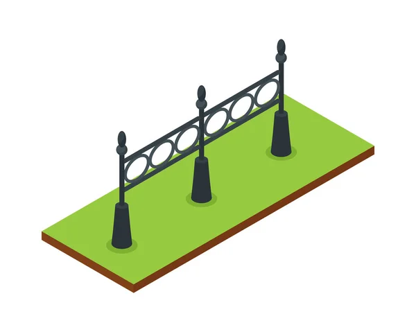 Park Fence Isometric Composition — Stock Vector