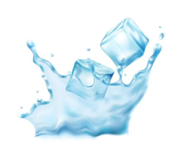 Realistic Ice Water Composition — Stock Vector