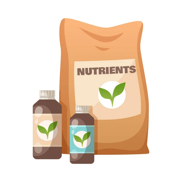 Nutrientes Embalagem Cartoon Composição — Vetor de Stock