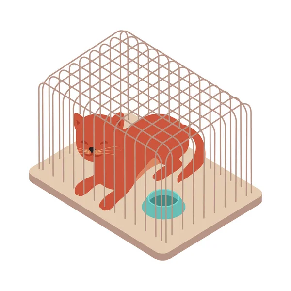 Γατάκι σε σύνθεση κλουβιού — Διανυσματικό Αρχείο