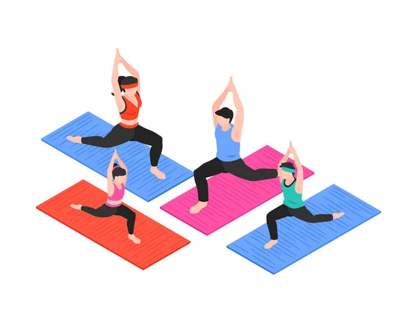 Familie Fitness Yoga Compoziție — Vector de stoc