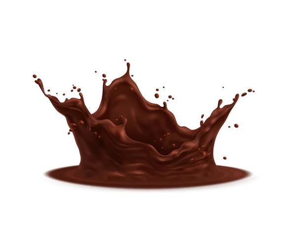 Composition réaliste éclaboussure de chocolat — Image vectorielle