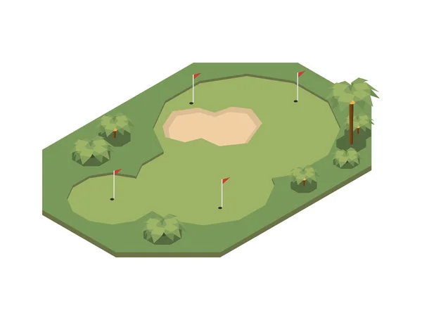 Composition isométrique du terrain de golf — Image vectorielle