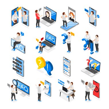 Sık Sorulan Sorular Isometric Simgeleri