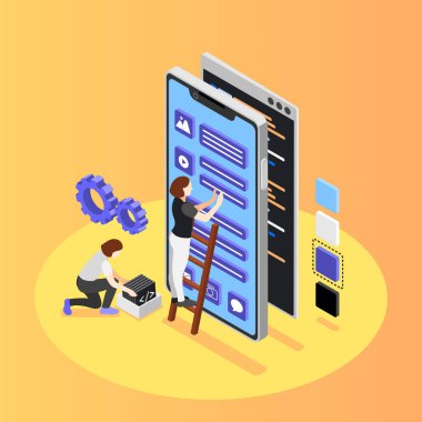 UI ve UX Tasarımcıları Isometric Arkaplan
