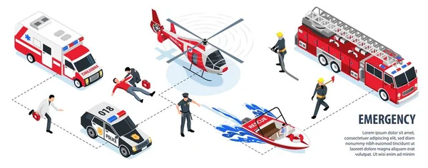 Infographie des véhicules des services d'urgence — Image vectorielle