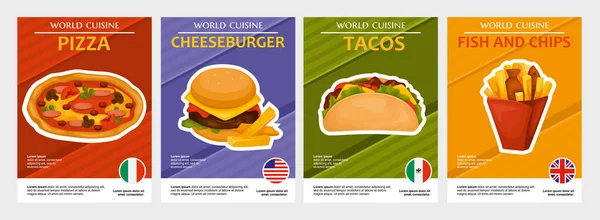 Juego de afiches del mundo de las cocinas — Vector de stock