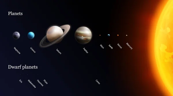 Sistema Sun Composición realista — Archivo Imágenes Vectoriales