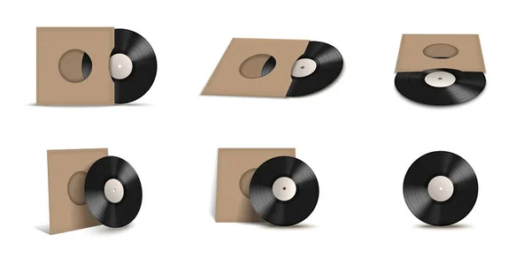 Vinyl Record Covers Mockup Realistic Isolated Icon Set — Stock Vector
