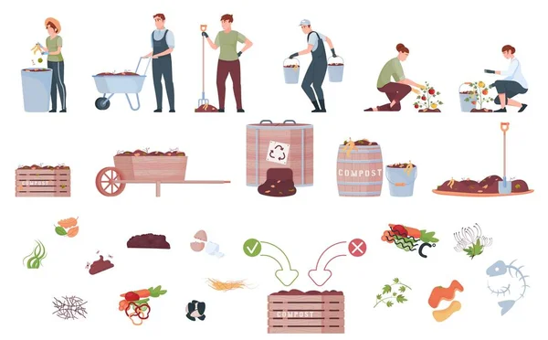Compost Agricultural Icon Set — Stock Vector
