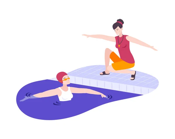 Fitness Schwimmen Übung Zusammensetzung — Stockvektor
