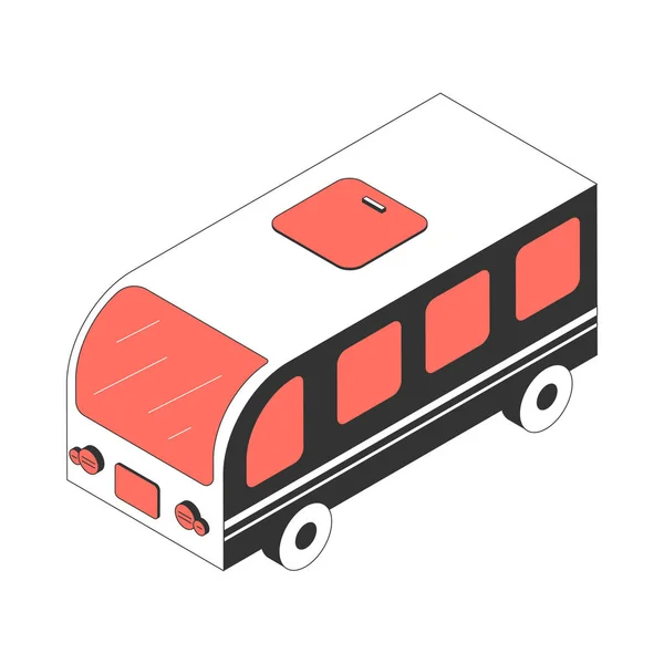 Micro Bus Isometric Composition — Stock Vector