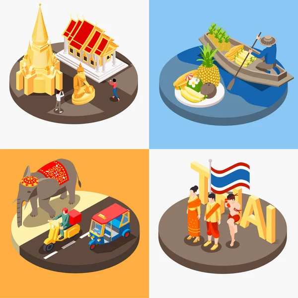 Thailand Runde Kompositionen Set — Stockvektor