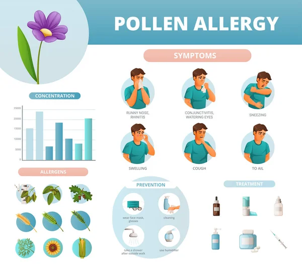 Infographies sur les allergies au pollen — Image vectorielle