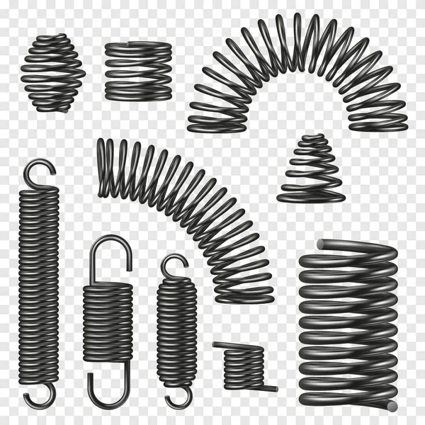 Metal Spring Realistic Transparent Set — Stock Vector