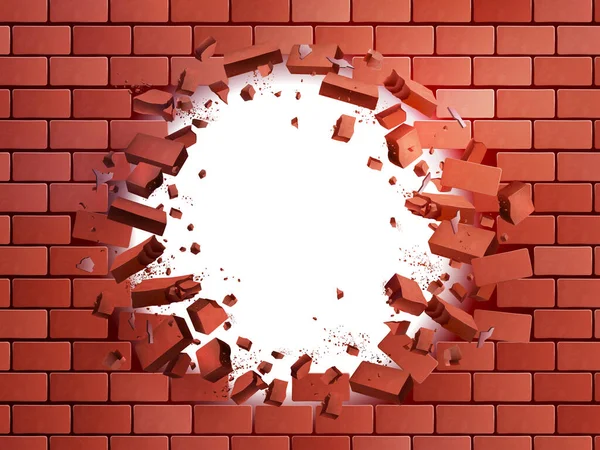 Realistic Brick Wall Hole — Stock Vector