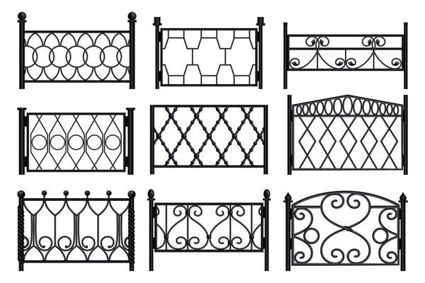 Metal Fence Sections Realistic Set